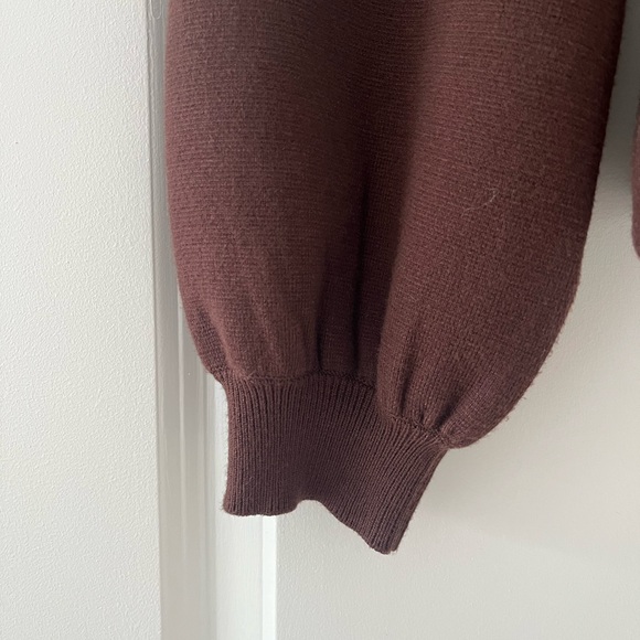 Joie Chocolate Brown Balloon Sleeve V-Neck Cardigan - Picture 4 of 6